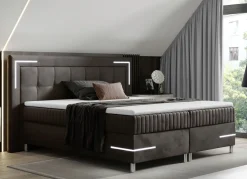 Boxspringbett mit LED-Beleuchtung und Topper