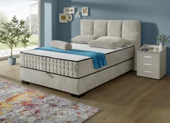 Boxspringbett mit Wendematratze und Bettkasten