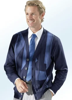 Cardigan mit Jacquard-Dessin im Vorderteil