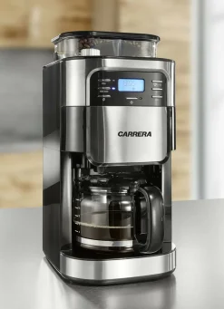 „Carrera" Aroma PlusEdelstahl-Kaffeemaschine mit Mahlwerk