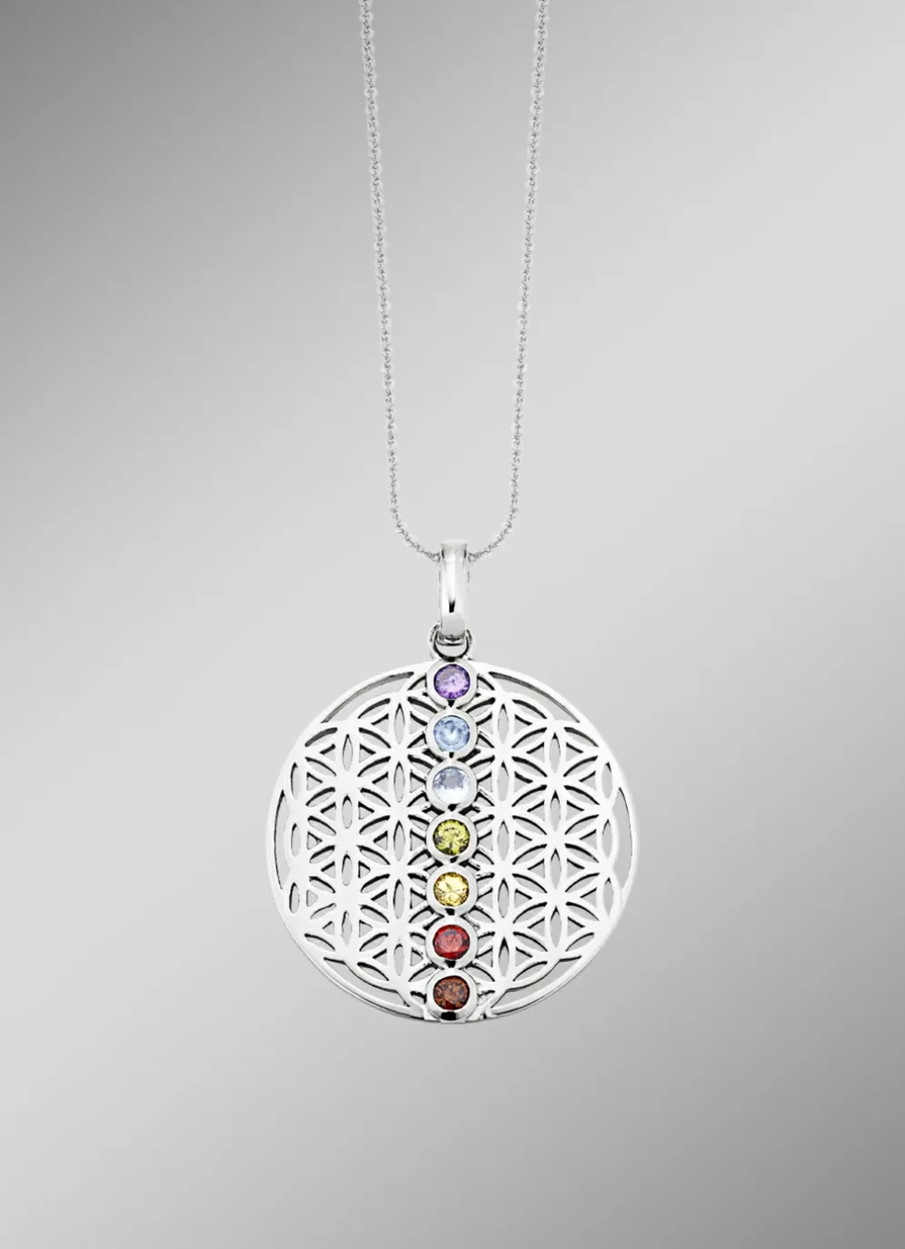 Chakra Anhänger aus Silber mit Edelsteinen