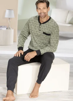 Comte Schlafanzug mit Knopfleiste und Bündchen