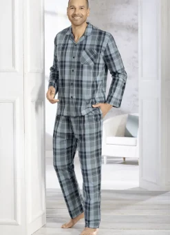Comte-Schlafanzug mit durchgeknöpftem Oberteil