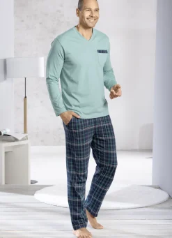 Comte-Schlafanzug mit V-Ausschnitt und offenen Abschlüssen