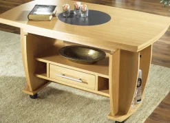 Couchtisch auf Rollen mit Stein-Optik-Einlage