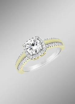 Damenring im Bicolor-Design mit synth. Zirkonia