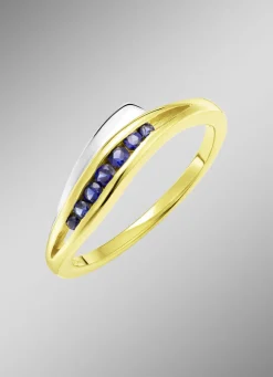 Damenring in Bicolor mit synth. Safir