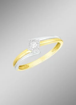 Damenring in Bicolor mit 13 Brillanten