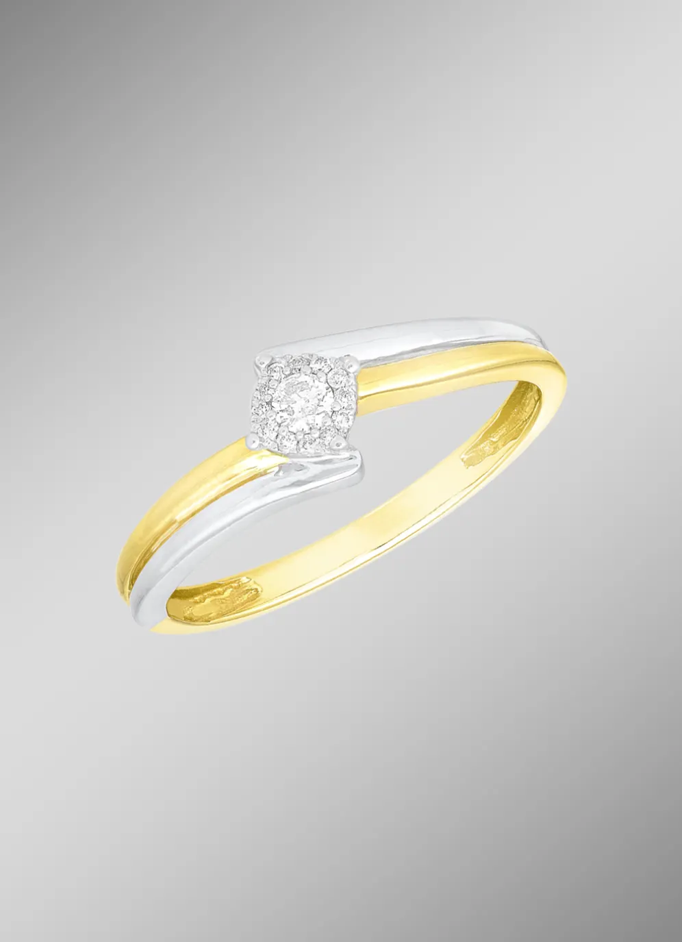 Damenring in Bicolor mit 13 Brillanten