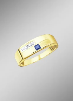 Damenring in Bicolor mit Diamant und echt blauem Safir