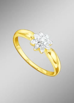 Damenring mit Brillant und Diamanten