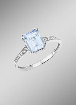 Damenring mit Brillanten und Blautopas