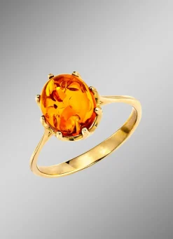 Damenring mit echt Bernstein