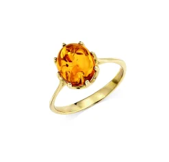 Damenring mit echt Bernstein