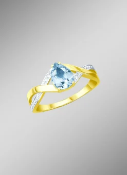 Damenring mit echt Blautopas und Brillanten