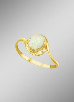 Damenring mit echt Opal und synth. Zirkonia