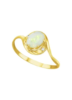 Damenring mit echt Opal und synth. Zirkonia