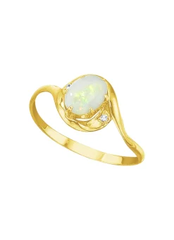 Damenring mit echt Opal und synth. Zirkonia