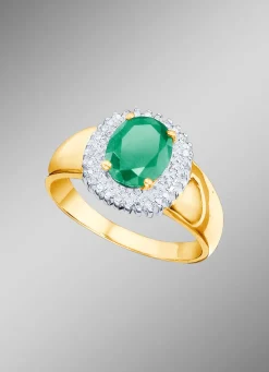 Damenring mit Smaragd und Diamanten