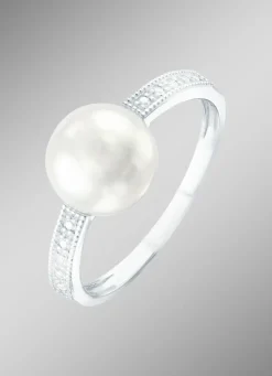 Damenring mit Süßwasser-Zuchtperle und Brillanten