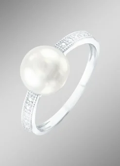 Damenring mit Süßwasser-Zuchtperle und Brillanten