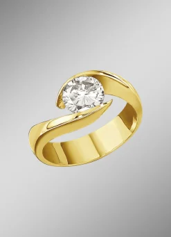 Damen-Solitärring mit champagnerfarbenem Brillant