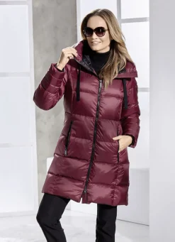 Daunen-Kurzmantel mit fester Kapuze