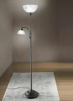 Deckenfluter mit Leselampe und Metallgestell