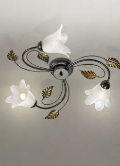 Deckenleuchte aus Metall mit dekorativem Blattwerk