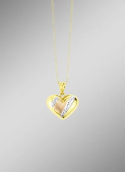 Diamantierter Herz-Anhänger in Tricolor