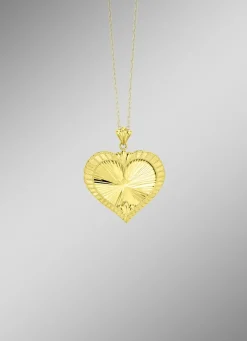 Diamantierter und satinierter Herz-Anhänger mit Struktur