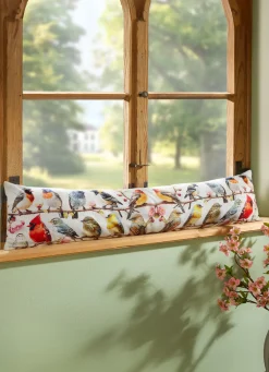 Digital bedruckte Zugluftrolle mit Vögelchen-Motiv