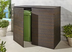 Doppel-Mülltonnenschrank mit witterungsbeständigem Kunststoffgeflecht