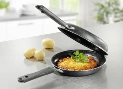 Doppelpfanne mit Antihaftbeschichtung – perfekt für Rösti, Pfannkuchen und Omelett