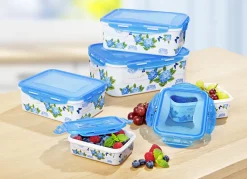 Dosen-Set eckig, 10-teilig mit schönem Hortensien-Dekor