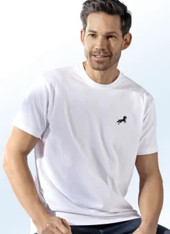 Dreierpack Shirts, uni mit Stickereimotiv