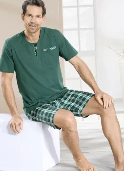 Dreiteiliges Shorty mit Knopfleiste und Brusttasche