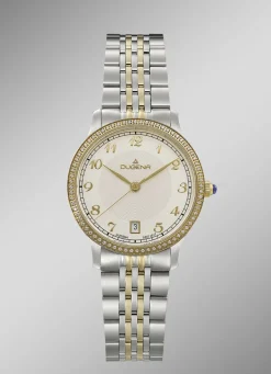 Dugena-Quartz-Damenuhr mit Edelstahlbandgehäuse