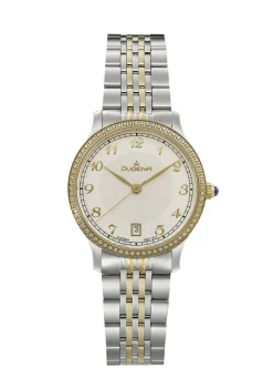 Dugena-Quartz-Damenuhr mit Edelstahlbandgehäuse
