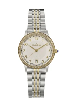 Dugena-Quartz-Damenuhr mit Edelstahlbandgehäuse