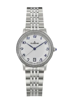 Dugena-Quartz-Damenuhr mit Edelstahlbandgehäuse