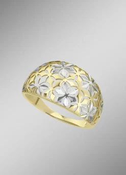 Durchbrochener Damenring in Bicolor im Blumen-Deign