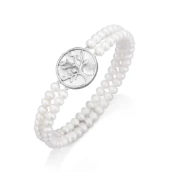 Elastisches 2-reihiges Armband mit Süßwasser-Zuchtperlen