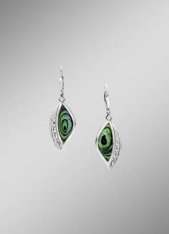 Elegane Ohrringe aus Silber mit echtem Abalone-Perlmutt