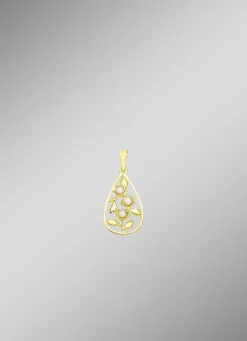 Eleganter Anhänger im Blumendesign mit Süßwasser-Zuchtperlen