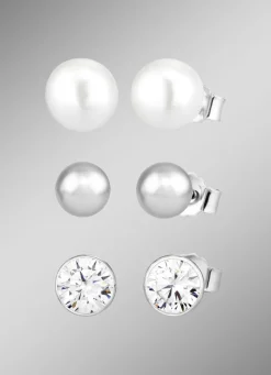 Elegantes Ohrstecker-Set aus Silber, 3 Paar