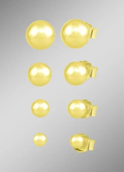 Elegantes vergoldetes Ohrstecker-Set, 4 Paar