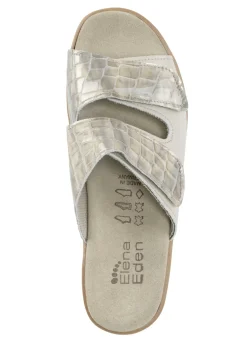 ELENA EDEN Pantolette aus krokogeprägtem Lack- und Nappaleder