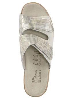 ELENA EDEN Pantolette aus krokogeprägtem Lack- und Nappaleder