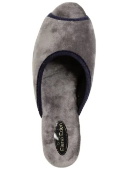 ELENA EDEN Samt-Pantolette mit Kontrast-Einfassung